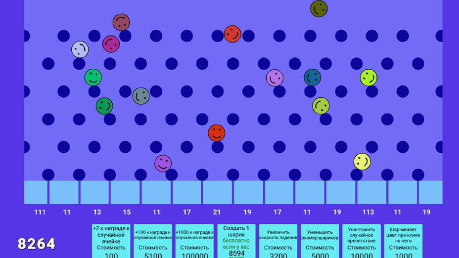 Игра Падающие шарики кликер играть онлайн в браузере