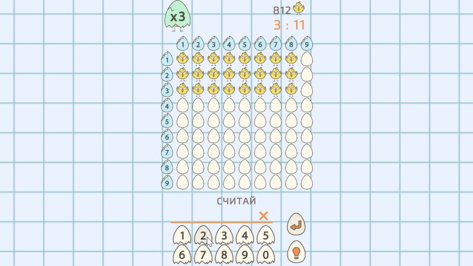 Играть в Таблица умножения с яйцами онлайн без регистрации